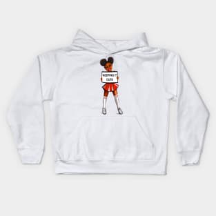 black anime girl African American cheerleader with Afro hair in puffs, dark brown skin Kids Hoodie